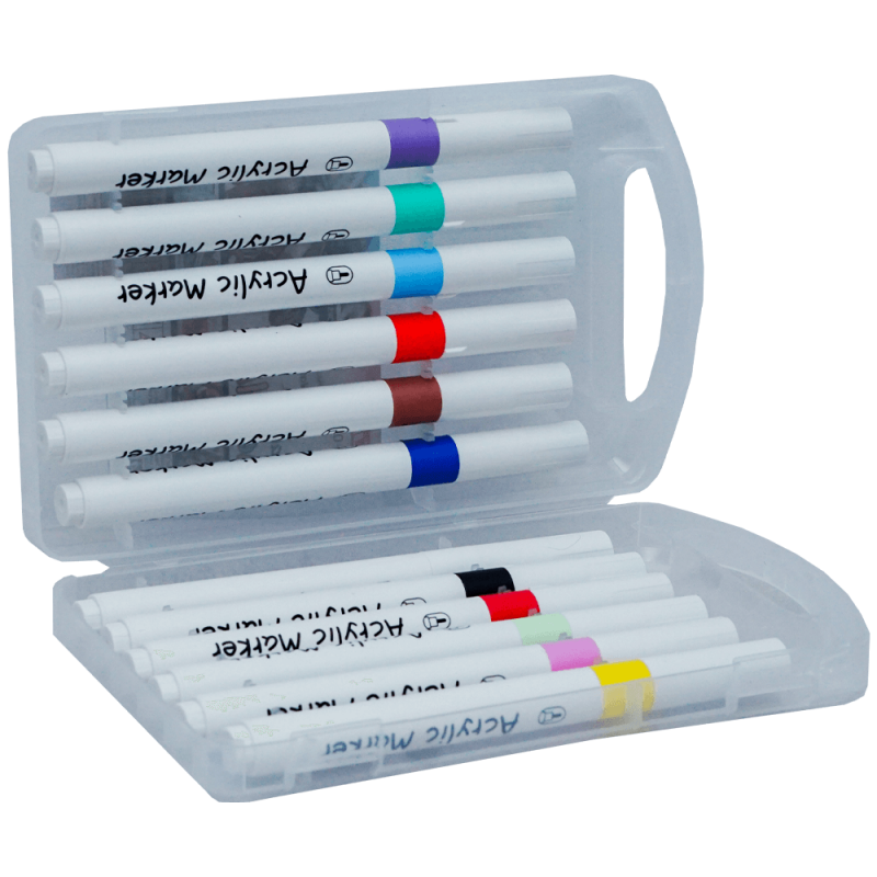 Carioci acrilice washable pentru desen si hobby 12 culori, Yulin